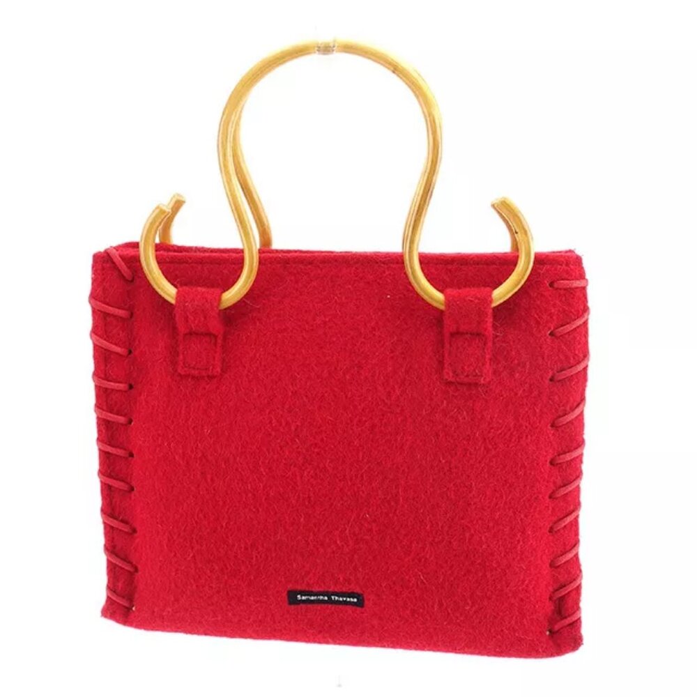Samantha Thavasa Tote bag Red Beige Woman Authentic Used